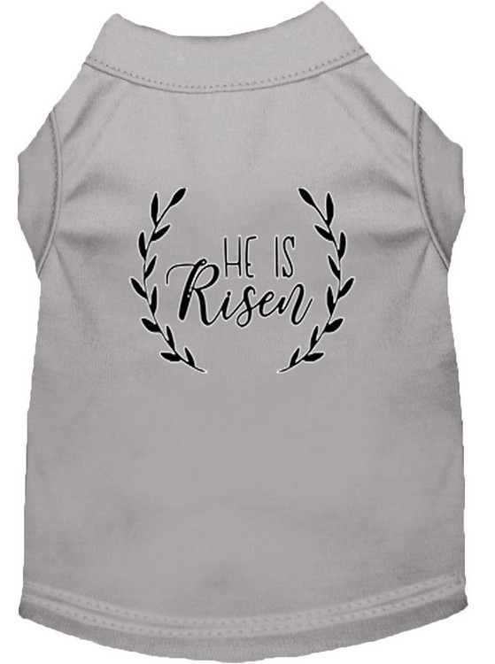 He Is Risen Screen Print Dog Shirt Grey Lg